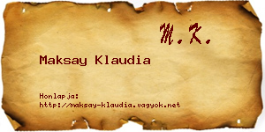 Maksay Klaudia névjegykártya